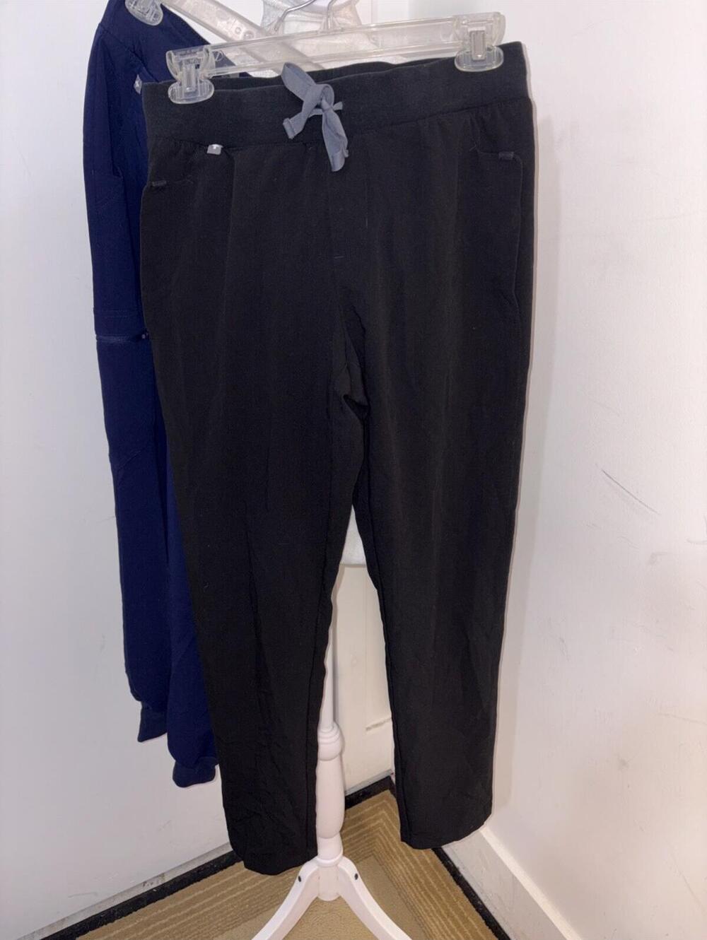 FIGS Technical Collection Scrub Pants XS 2 Pairs Navy & Black Drawstring Solid